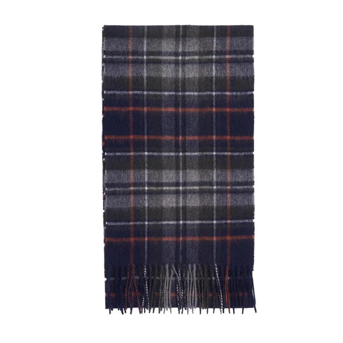 Barbour Sciarpa Sciarpa Uomo tartan con frange Verde blu - Francavilla Moda